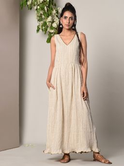trueBrowns - Crinkled Cotton Lace Highlight Dress