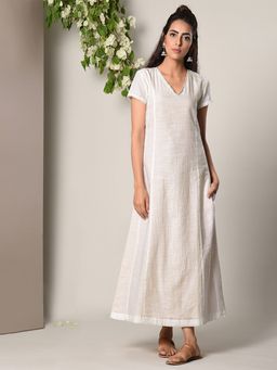trueBrowns - White Crochet Straight Dress