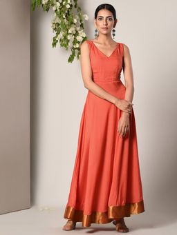 trueBrowns - Peach Bronze Border Dress