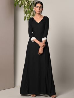 trueBrowns - Black Sleeve Crochet Dress