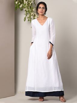 trueBrowns - White Blue Peek-a-Boo Dress