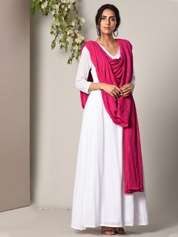 trueBrowns - White Dress Pink Silver Crinkle Dupatta - Set of 2