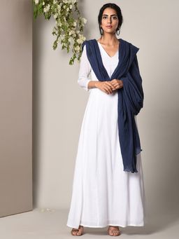 trueBrowns - White Dress Blue Crinkle Dupatta - Set of 2