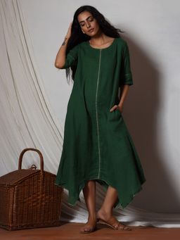trueBrowns - Cocktail Green Flowy Kurta Dress