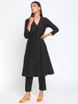 trueBrowns - Black Silk Angrakha Pant Set of 2 (Set of 2)