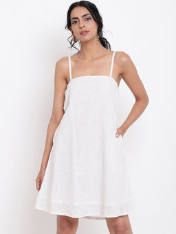 trueBrowns - White Cotton Strap Dress