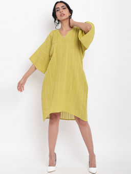 trueBrowns - Green Cotton Kaftan Dress