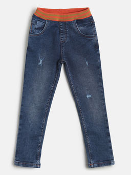 Tales & Stories - Boys Dark Blue Lycra Solid Joggers
