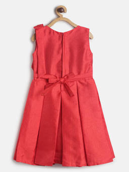 Tales & Stories - Girl's Red Polyester Solid Dress