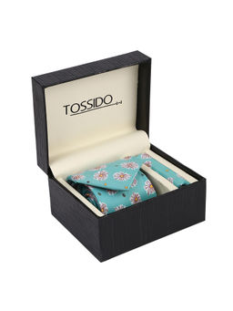 Tossido - Green Printed Necktie & Pocket Square Gift Set
