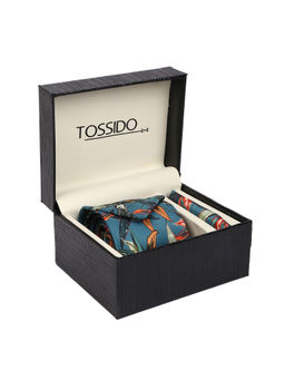 Tossido - Green Printed Necktie & Pocket Square Gift Set