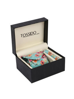 Tossido - Green Printed Necktie & Pocket Square Gift Set