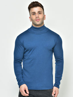 CHKOKKO - Blue Men High Neck Tshirt