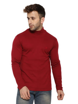 CHKOKKO - Maroon High Neck T-Shirt