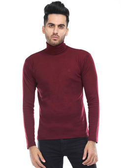 CHKOKKO - Maroon Turtle Neck T-Shirt