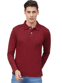 CHKOKKO - Maroon Polo Collar T-Shirt