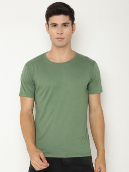 CHKOKKO - Green Men Cotton Half Sleeves T-shirt
