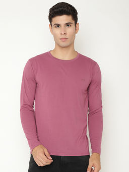 CHKOKKO - Pink Men Cotton Full Sleeves T-shirt
