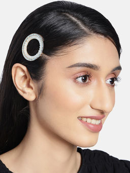 Accessher - Women Gold Toned Beaded Bumpit Hair Pin Crocodile Tic Tac Hair Clip For Women And Girls