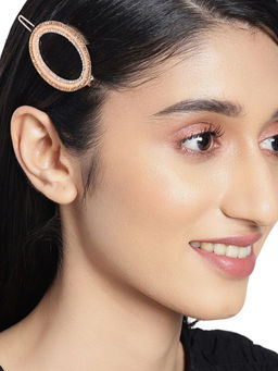 Accessher - Women Goldtoned Beaded Bumpit Hair Pin Crocodile Tic Tac Hair Clip For Women And Girls