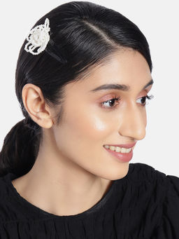 Accessher - Set Of 2 Black Pink Beaded Tic Tac Hair Clips Handcrafted Clip For Girls And Women