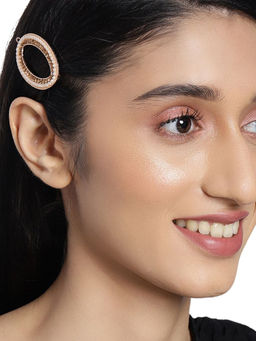 Accessher - Women Gold Toned Beaded Bumpit Hair Pin Crocodile Tic Tac Hair Clip For Women And Girls