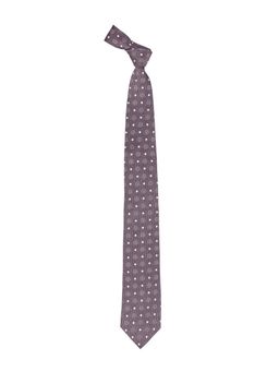 The Tie Hub - Grey Silk 7 Fold Necktie With White Dots