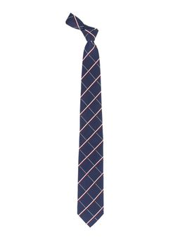 The Tie Hub - Navy Blue Plaid 7 Fold Silk Necktie