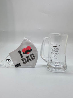 The Tie Hub - Love Dad Red Heart Face Mask With Beer Mug