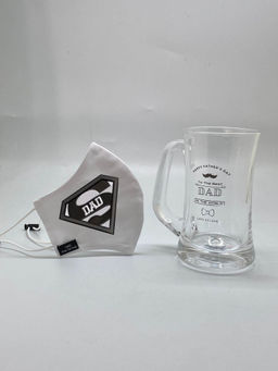 The Tie Hub - Super Dad B/W Face Mask With Beer Mug