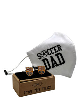 The Tie Hub - Soccer Dad Face Mask With Football Team Cufflinks
