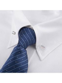 The Tie Hub - Hexagon Barbell-Style Collar Bar Silver