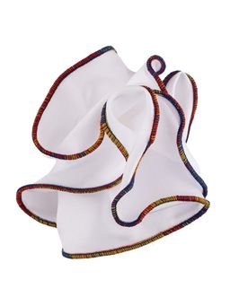 The Tie Hub - White Multi Color Border Pocket Circular