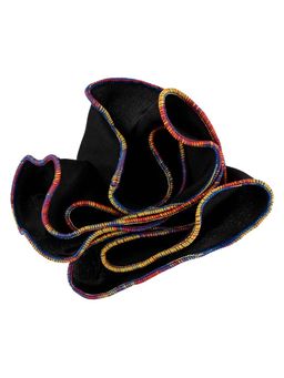 The Tie Hub - Black Multi Color Border Round Pocket Circular