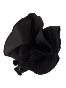 The Tie Hub - Freehand Solid Black Round With Black Border Pocket Square For Men By The Tie Hub