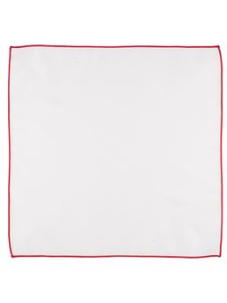 The Tie Hub - Fountain Solid White Pocket Square With Red Border