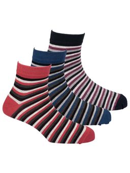 The Tie Hub - Stripes Melange Ankle Length Socks (Pack Of 3)