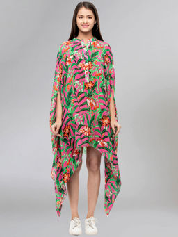 First Resort by Ramola Bachchan - Pink Tropical Print Tunic