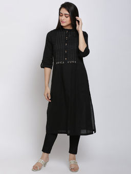 Biba - Black Stripes Kurta