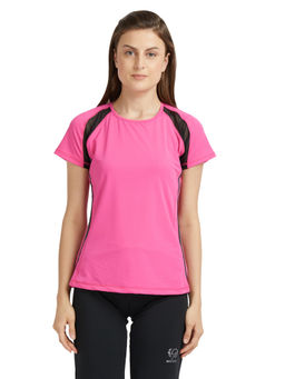 Tuna London - Pink Poly Blend Round Neck T-Shirt For Women