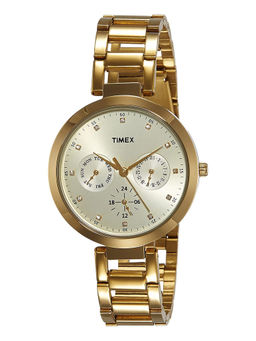 Timex - Round 21mm Champagne Dial Analog Women Watch - TW000X208