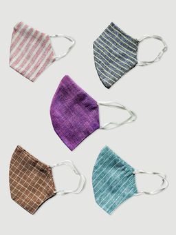 Twenty Dresses by Nykaa Fashion - Yarn Dyed Woven Reusable Face Mask (Pack of 5)