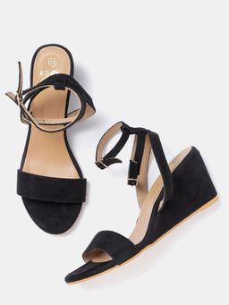 Twenty Dresses by Nykaa Fashion - Black On The Go Suede Wedges