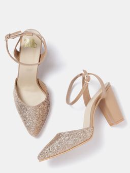 Twenty Dresses by Nykaa Fashion - Gold & Beige Long Glittery Night Heels