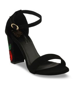 Twenty Dresses by Nykaa Fashion - Black That Rosy Picture Suede Heels