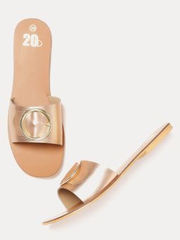 Twenty Dresses by Nykaa Fashion - Gold Round Goes The World Flats