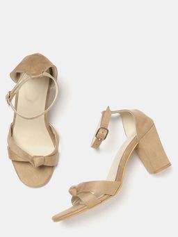 Twenty Dresses by Nykaa Fashion - Beige Knotted In Glamour Block Heels