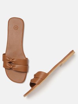 Twenty Dresses by Nykaa Fashion - Tan Twinning In Knots Slider Flats