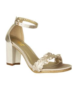 Twenty Dresses by Nykaa Fashion - Gold The Ruffled Edges Block Heels