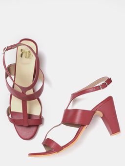 Twenty Dresses by Nykaa Fashion - Maroon She Got The Spark Chunky Heels